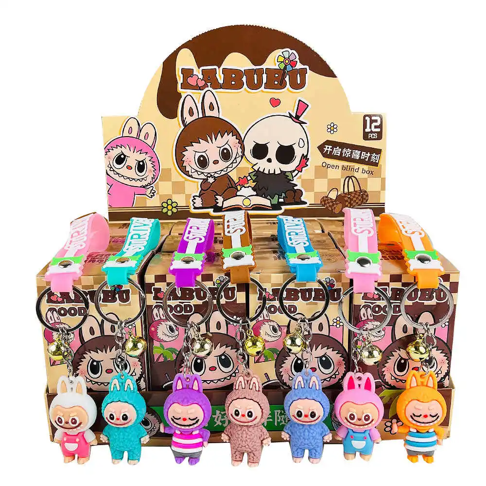 12 PCS Labubu Keychain Blind Box Toy Mini PVC Anime Figure Sanrioed/Narutoed/ Marvel Labubu Keychain Mystery Blind Box Dolls
