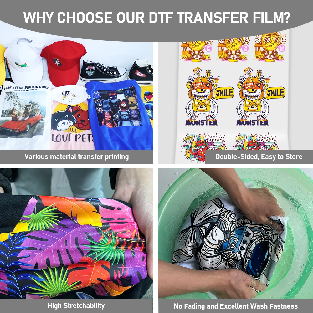 DTF Transfer Film Sheets A3 A3+ A4 DTF Paper for All Sublimation DTF Printers Upgraded Premium Direct to Film for All Fabrics