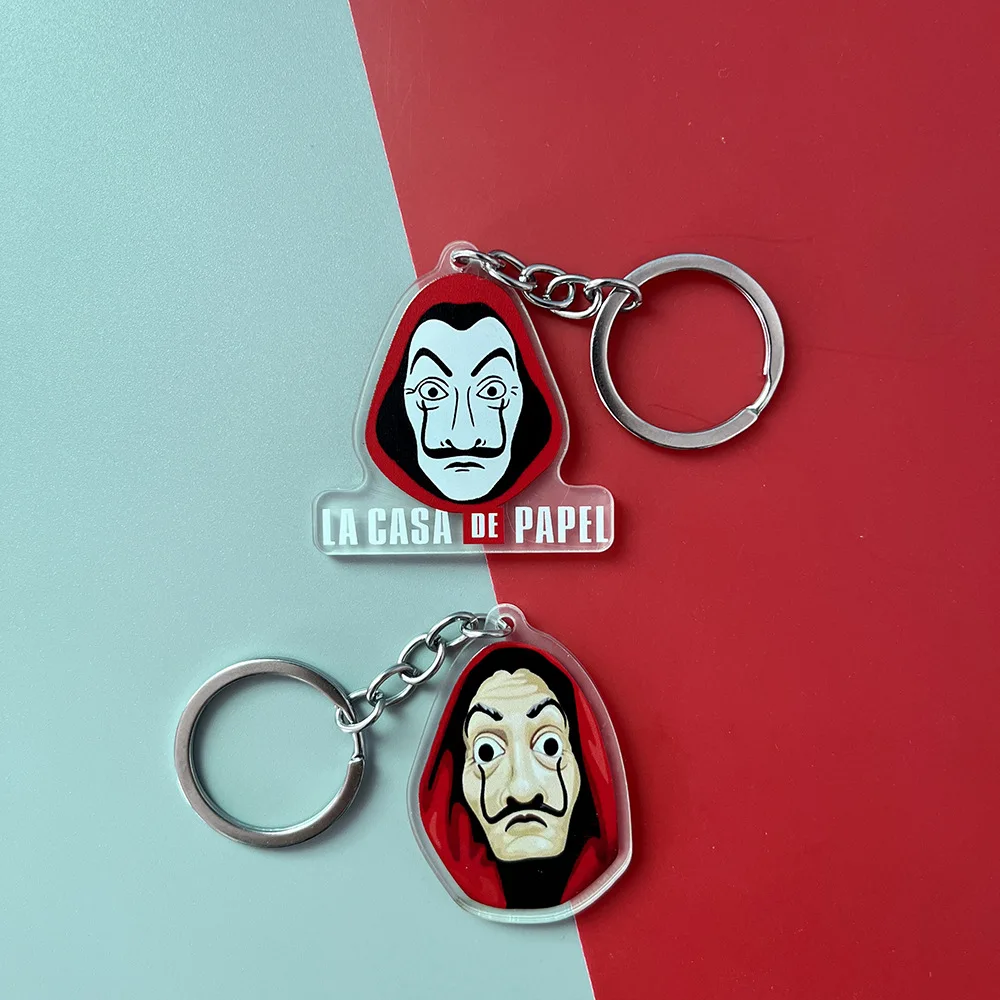 Spain TV Show La Casa De Papel Key chain Money Heist Keychains Salvador Dali Professor Keychain