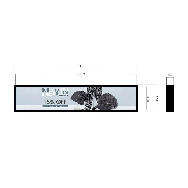 24 Inch Stretch LCD Android Advertising Display Shelf Edge Monitor Digital Signage Stretched Bar Display Panel