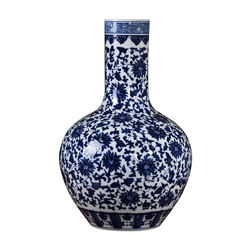 Wholesale classic archaize blue and white porcelain vase big vase for home decoration