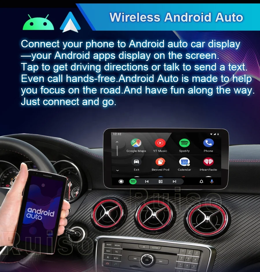 RUISO Wireless CarPlay Android Auto Decoding Box For Benz G-Class W463 2012-2018 G63 G65 AMG G500 G 63 navigation  Box Module