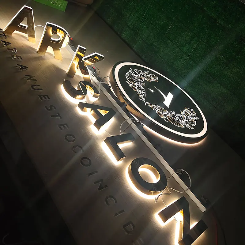 Hair Salon Led Sign Board Light Up Signs Metal Backlit Logo 3D Led Letters Sign For Beauty Salon Signage