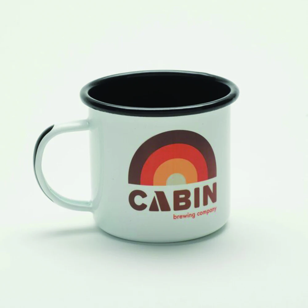 150ml 250ml 350ml Milk coffee water tea drinking hand painted custom logo printed beige round shape enamel white mug