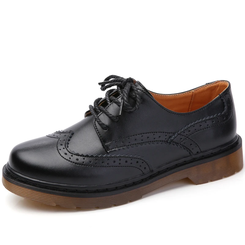 newest stylish zapatos mujer vintage leather ladies brogue shoes cow split leather women oxford shoes