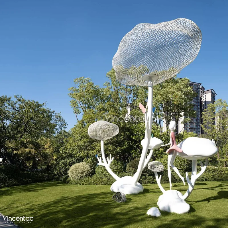 Vincentaa Fiberglass Cloud Figure Sculpture Garden Art Decor Sculpture Supplier