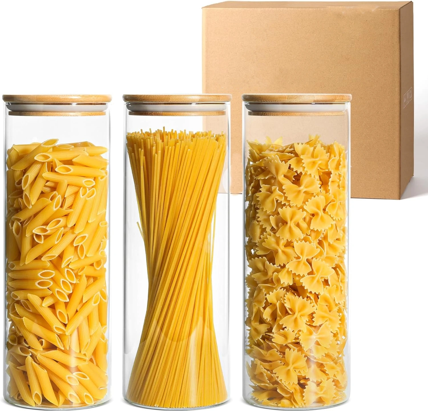 2L Pasta Glass Jar 3PCS/Set High Borosilicate round Sealed Jar for Kitchen Organizing & Food Storage