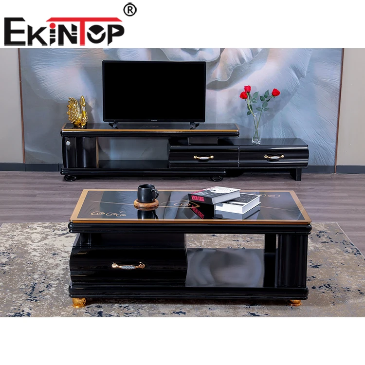 
 Ekintop Новый дизайн Горячая Распродажа ТВ Стенд и кофейный столик черный  