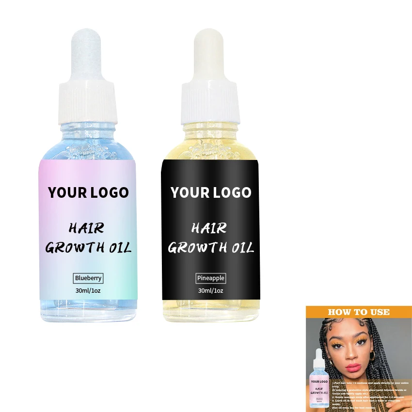 Wholesale Private Label Healthy Blueberry Pineapple Flavor Hair Growth Oil For All Hair Types 30ml