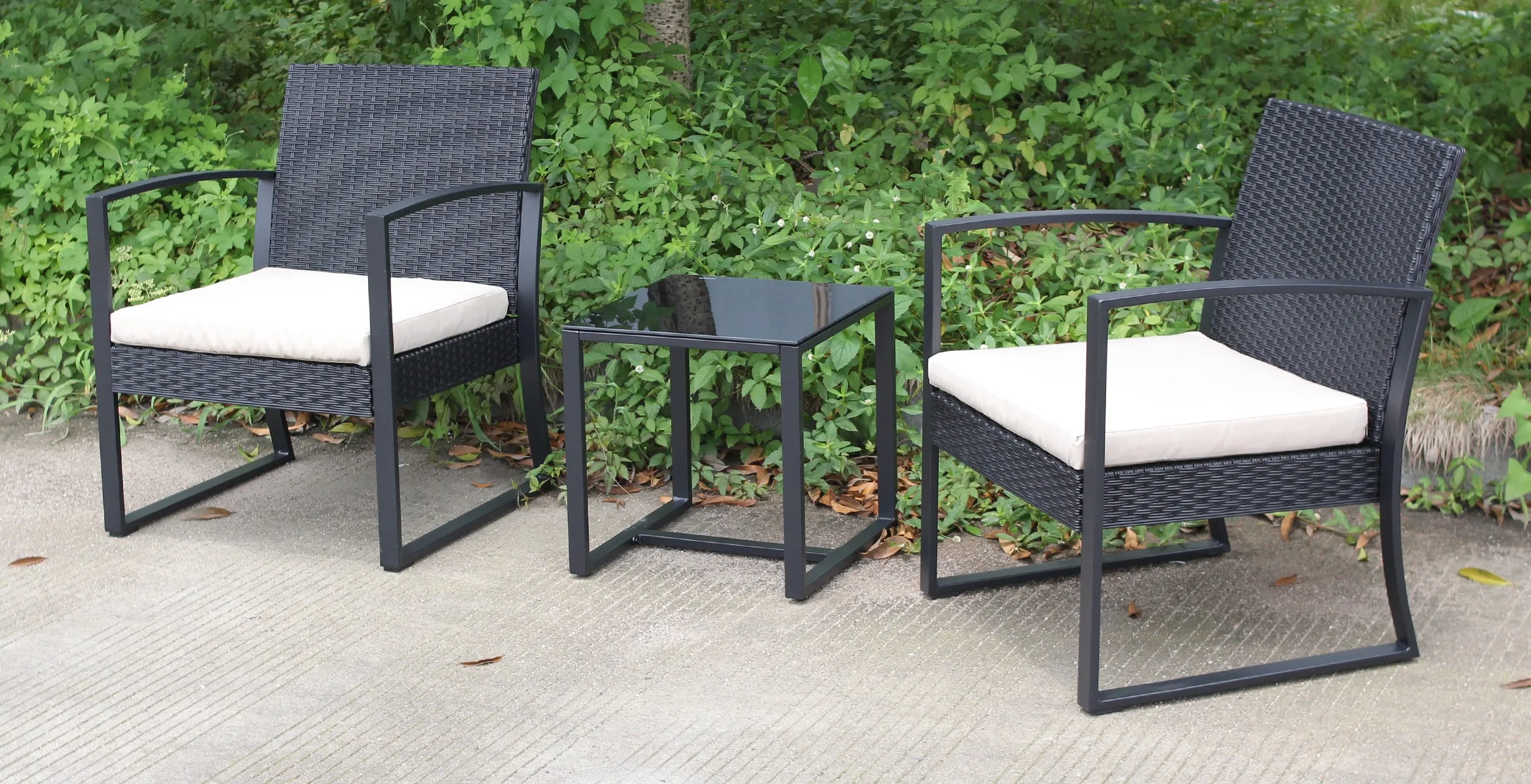 patio furniture 3 piece bistro set, outdoor wicker rattan furniture garden furniture sofa chair set