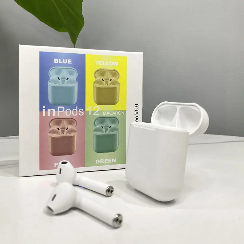 
New Hot Macaron I12 Inpods Tws Headphone Wireless Earphone Bt5.0 Earbuds 12 Touch Control For Smart Phones 