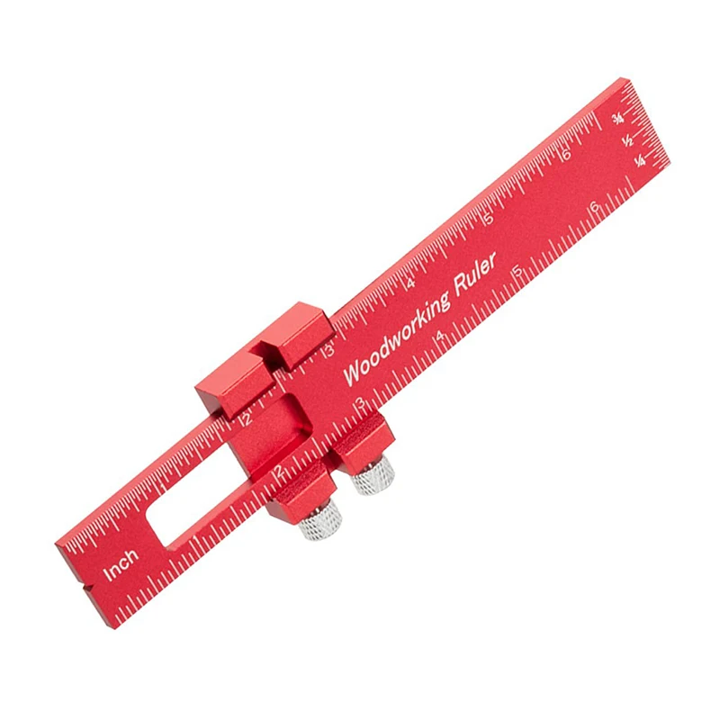 Multifunctional 6/8/12 inch T-Type Ruler Aluminum Alloy Scribing Ruler Woodworking Precision Pocket Metal Slide Rule