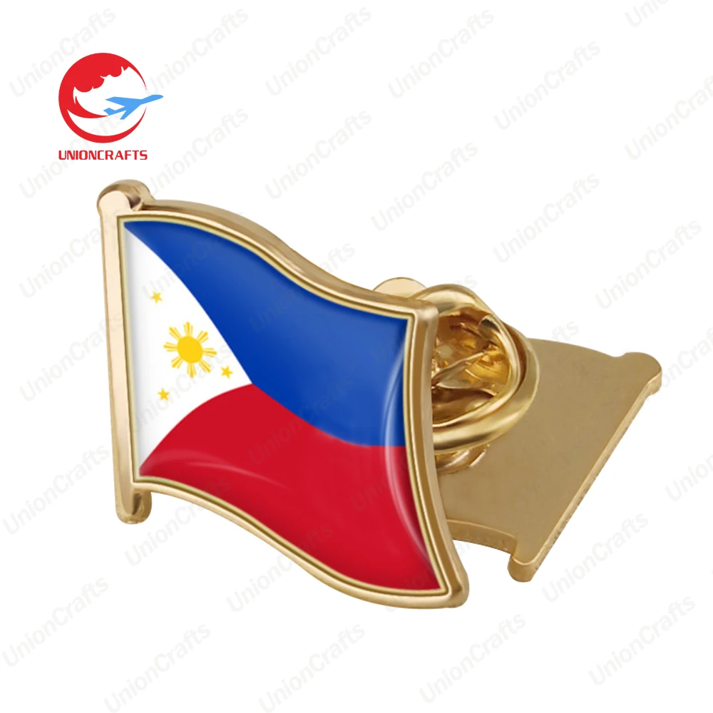 Double Flag Lapel Pin Brooch Soft Hard Enamel Pin Cross Country Flag Pin Badge