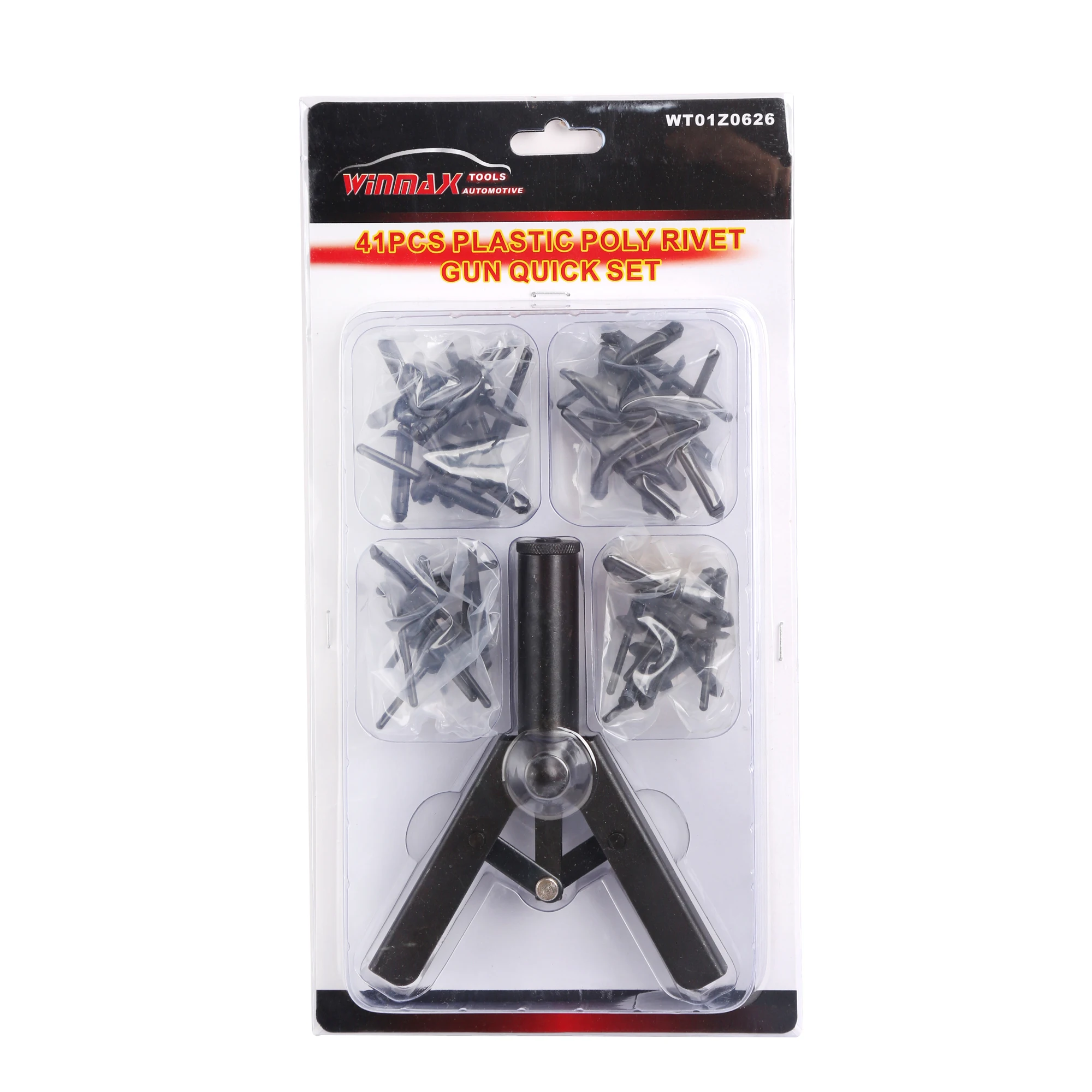 Winmax 41 PC Assorted Plastic Riveter Rivet Gun with 40 Poly Rivets