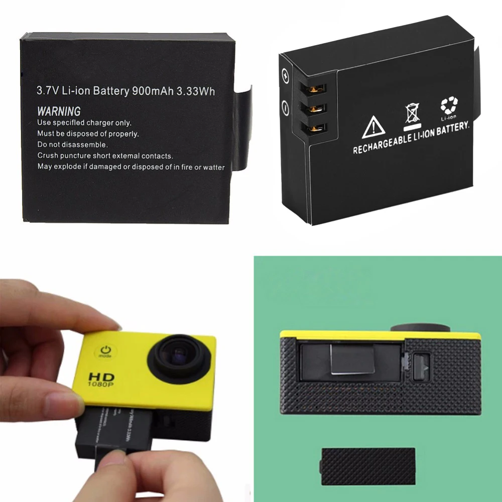 Factory Wholesale Camera 3.7V 900mAh Rechargeable Li-ion Battery For SJ4000 SJ5000 SJ6000 M10 SJ5000x Sport Action Camera DV