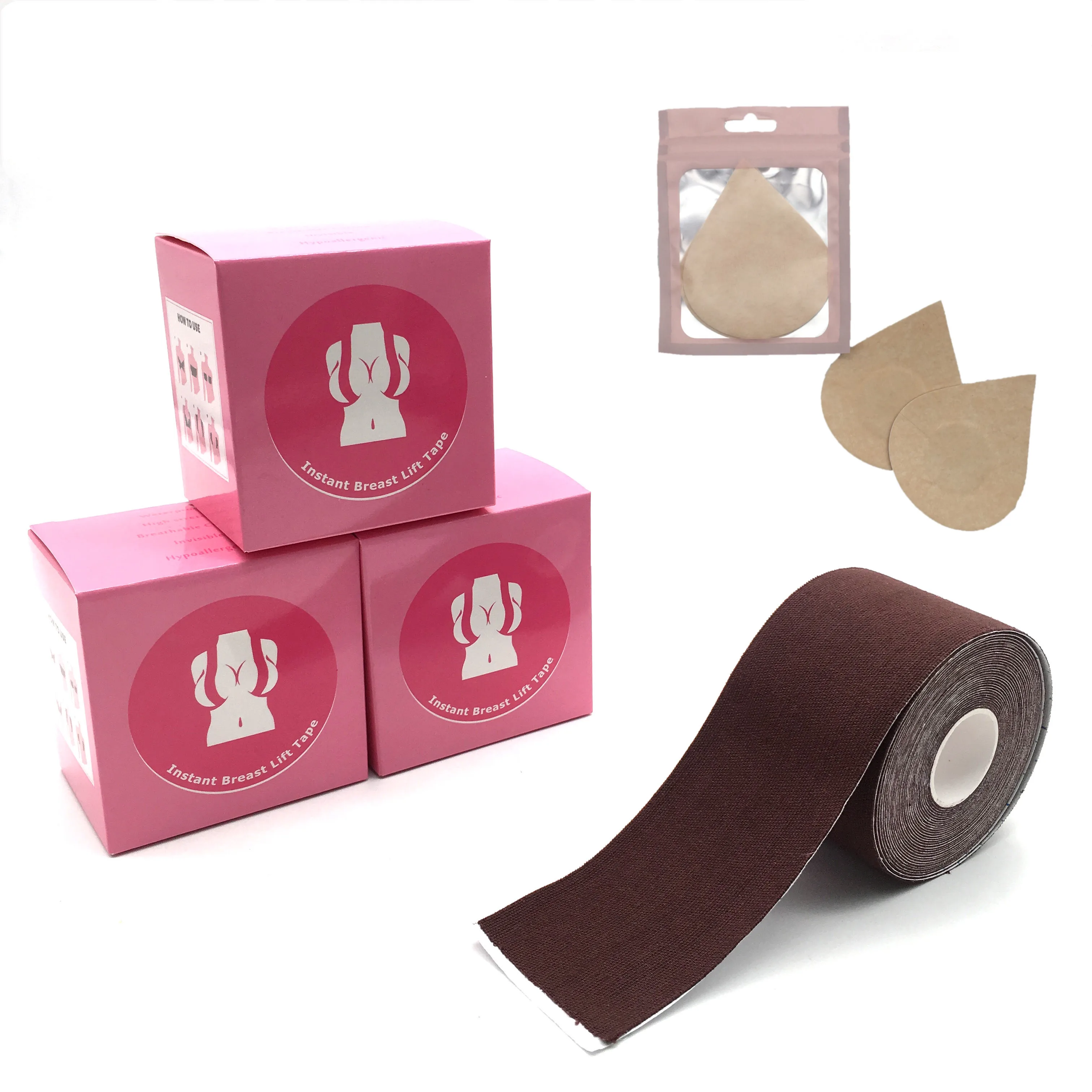 Latex Free Painless Tan Friendly Waterproof Boob Tape Invisible Instant Uplift  Breast Tape With Custom Pasties As A Set