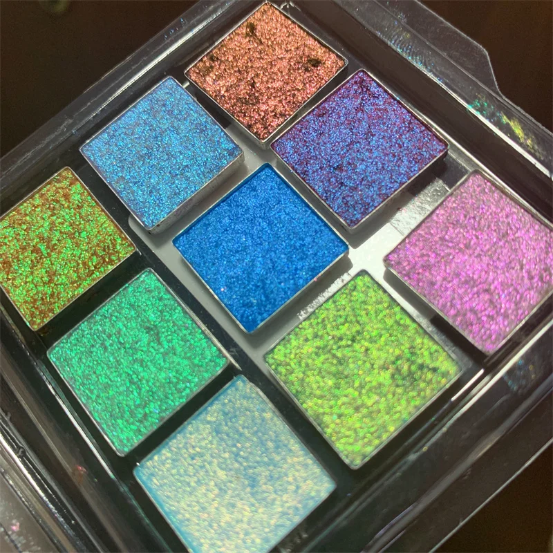Custom Logo Makeup Maquillage Cosmetics Highly aurora color shift chameleon pigmented eyeshadow pressed Glitter Chameleon Powder
