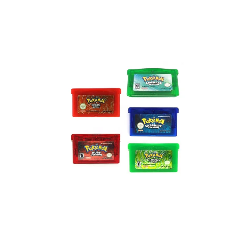 
 Бесплатная доставка, оптовая продажа, 5 версий игровых карт Pokemon GBA GBC, Изумрудный линейный зеленый рубиновый сапфир для GBA/GBA SP/ GBM/DS  
