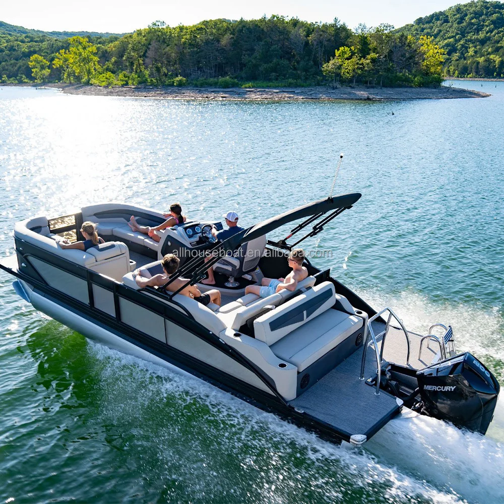 2024 Modern Designed Cheap 15ft Wholesale Mini Aluminium Tritoon Pontoon Boats for Fishing Sports Dining Cruising