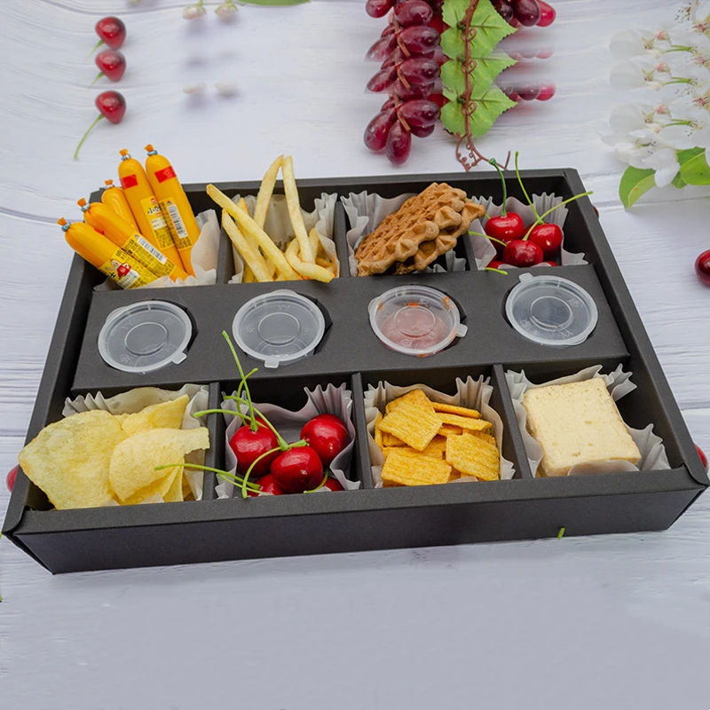Wholesale Fruit snack packing box Catering Cookie Platter boxes Outdoor kraft paper platter camping picnic paper box