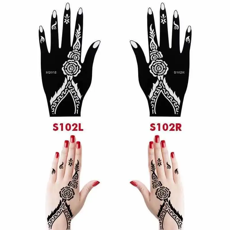 Henna Temp Tattoo Stencil for Women and Kids Reusable Temporary Tattoos Stencil DIY Sticker hand tattoo sticker