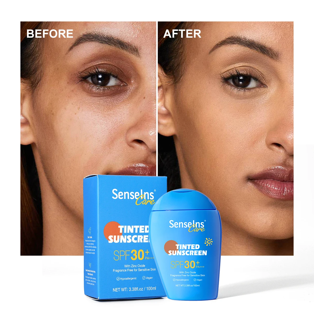 Hot selling tinted sunscreen private label organic Moisturizing Uv Protection Face concealer sunscreen spf 50 with zinc Oxide