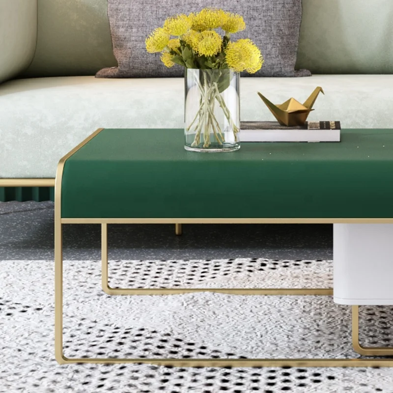 Hot Sales Modern Living Room Furniture Stainless Steel Leg Sectional Storage Square MDF Adjustable Coffee Table