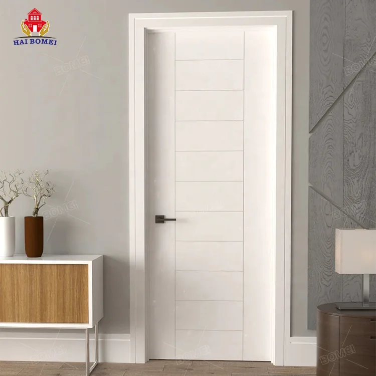 Composite polymer indoor chinese frame black turkish MDF Interior Timber Flush Door Modern Oak White Veneer Door for hotel