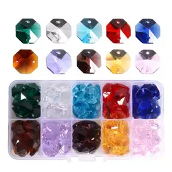 Lot 100pcs Glass Octagon Beads  Colorful Crystal Chandelier Parts Replacement Beads DIY Lamp Hanging Pendant