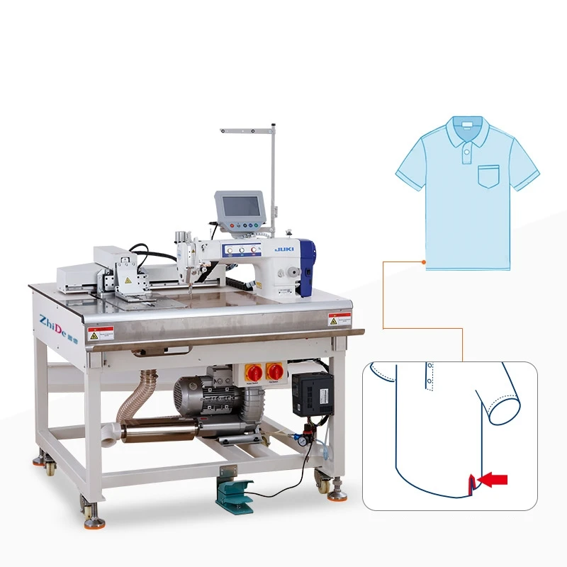 Patented Design Automatic Polo Shirt Side Vents Setter Sewing Machine With Stuff Collector