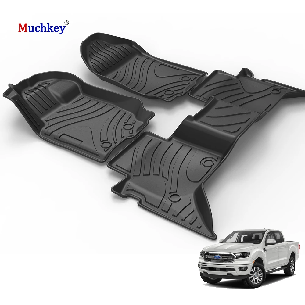 Muchkey TPE Mats For 2015 2016 2017 2018 2019 2020 Ford Ranger Raptor F150 Car Accessories All Weather Special Car Floor Mats