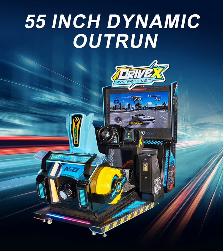 55 Inch Dynamic Outrun Video Arcade Car Driving Simulator Racing Game Machine With Motion Effect For Sale