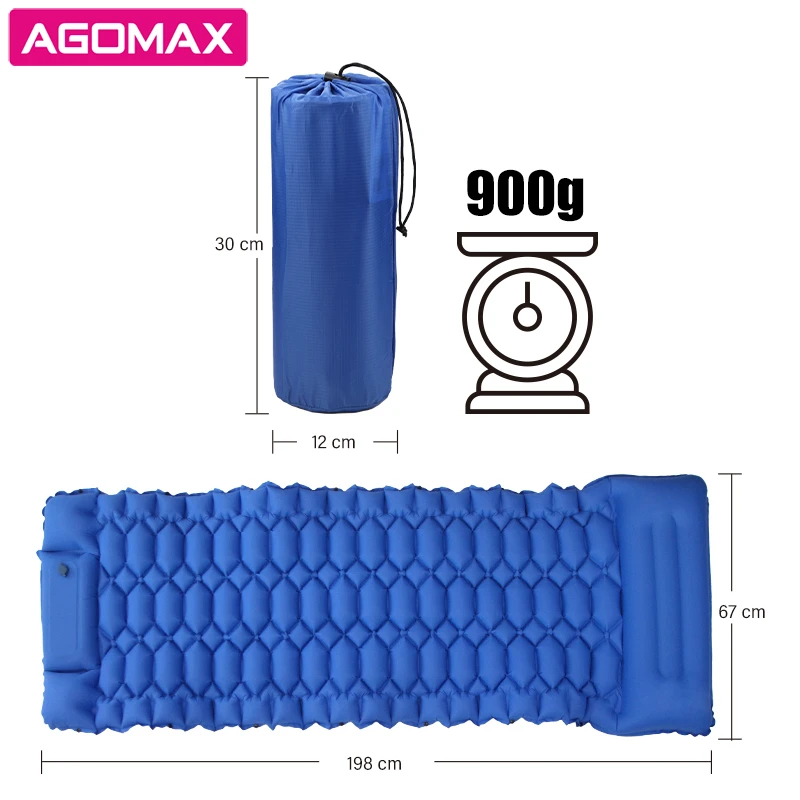 Camping Sleeping Pad Self Inflating Camping mat Foot Press Inflatable Pad Air Mattress with Pillow for Backpacking