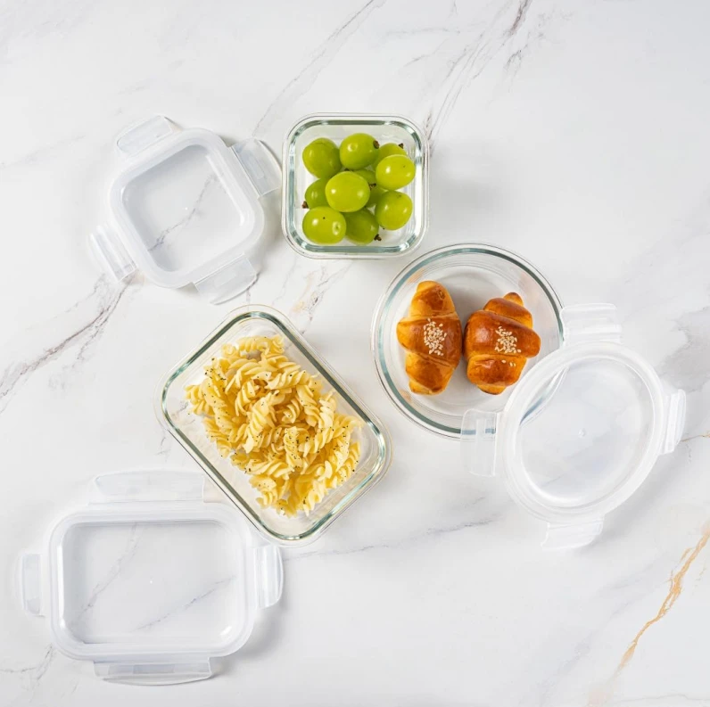 Eco Friendly airtight Glass Meal Prep BPA Free glass food storage container set with lid
