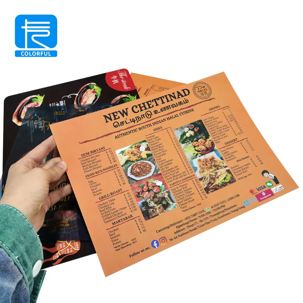 High Quality Club Menu Custom Design Waterproof PP PVC Menu Hotel Restaurant Menu