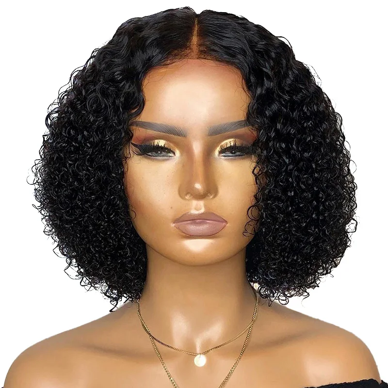 Factory Wholesale Chemical Fiber High Temperature Silk Wig Set Black Medium Short Section Small Curly Hair Set