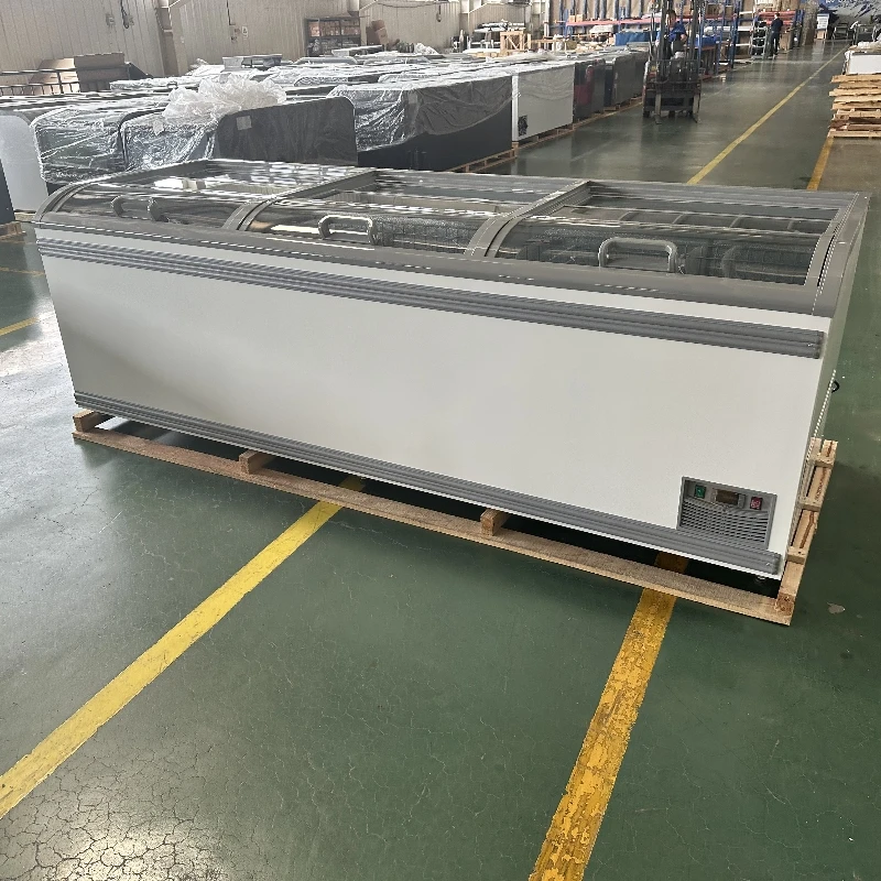 Kenkuhl up and down three glasses sliding double door inverter ice cream  fridge freezer refrigerator supermarket showcases
