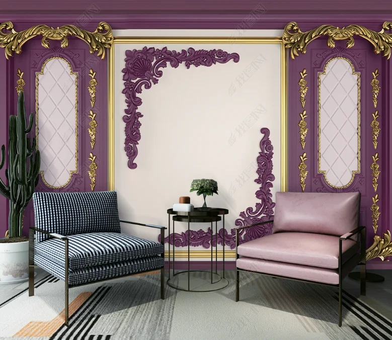 Soft package carved background wall 3d European royal mural Luxury wallpaper