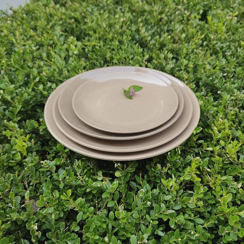 hot sell wholesale dinnerware set plastic free rice husk dining plate