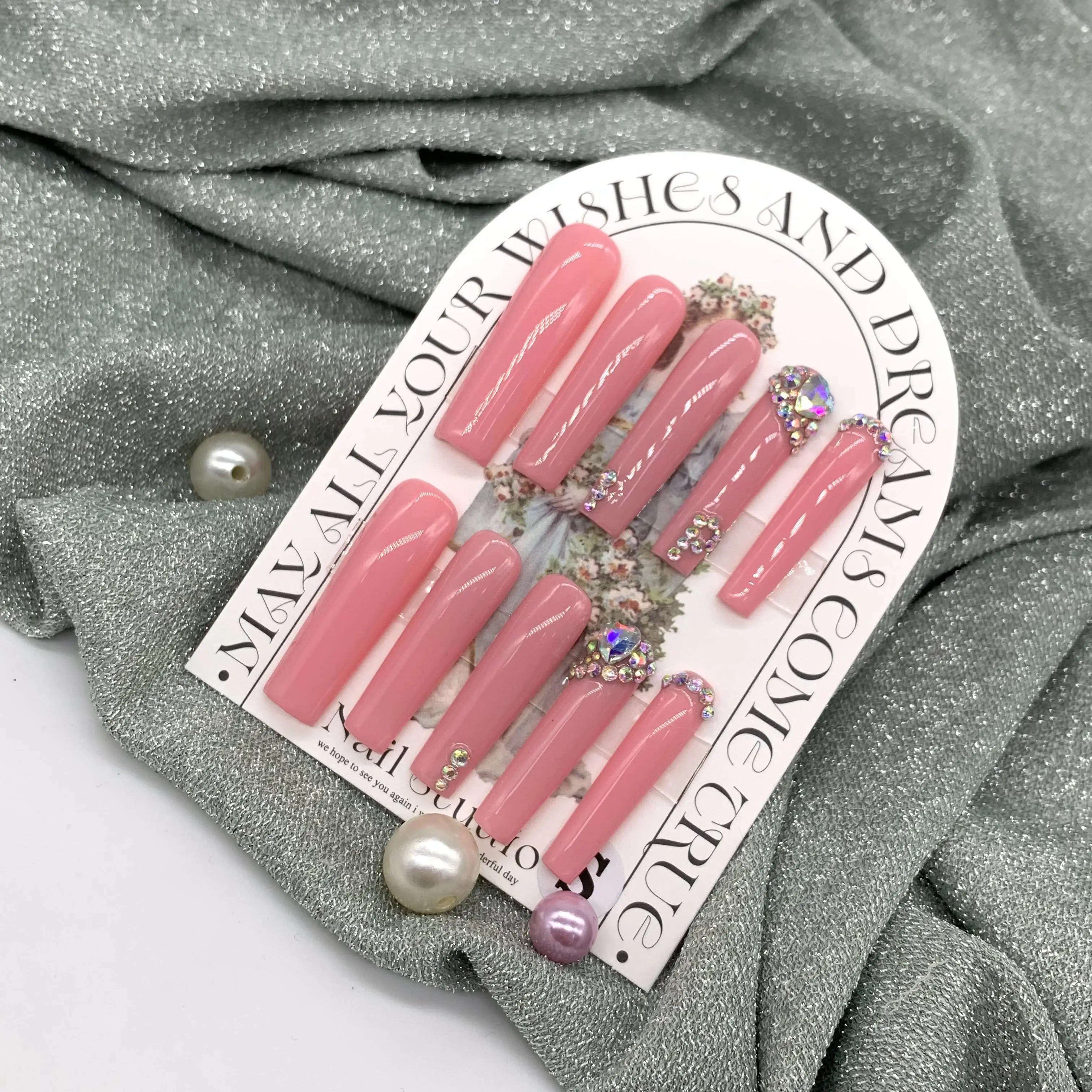 Handmade Nails French Style Press On Nails Long Minimalist Design  Nails With