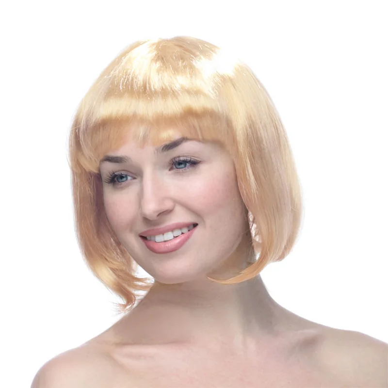Good Omens Cosplay Short Straight BOB wig Synthetic Party wigs Cheap Colorful Toupee Halloween Clown Hair
