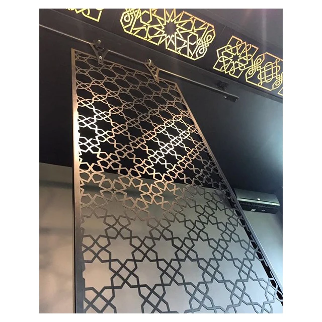 Interior metal garden and small rattan door screen panel walls movable wall partition islamic room divider