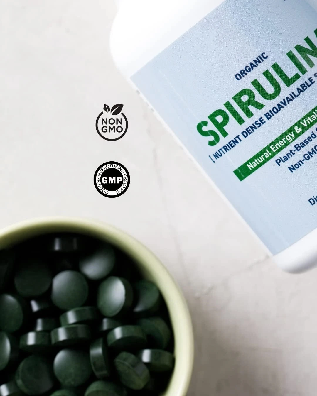 Organic Spirulina Tablets  No Additives or Fillers 500mg Premium Quality Dietary Supplement with Vitamins Minerals Antioxidants