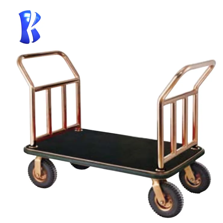 Novelty brass stainless steel luggage trolley for hotel lobby