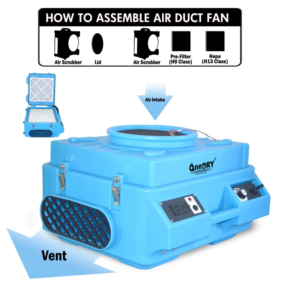 Hot selling portable Air Scrubber with hepa for home fresh air hepa filter restoration