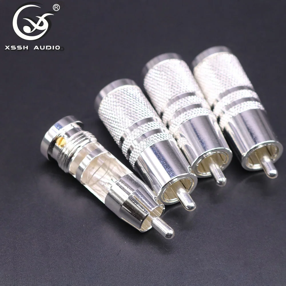 AV RCA Adapter YIVO XSSH Audio OEM ODM Customized HI-end HIFI DIY 10mm Brass Plated Silver RCA Connector Plug Audio Jack