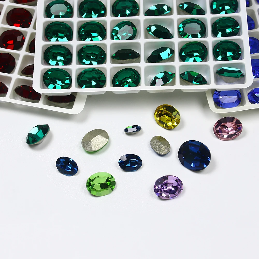 crystal beads wholesale high quality beads oval shape crystal ab rhinestones for jewelry making