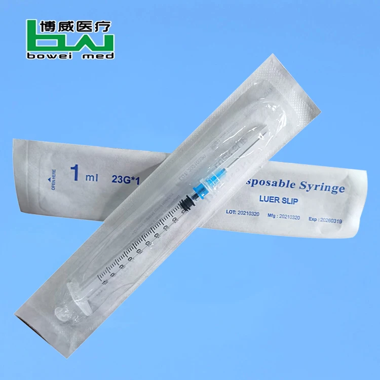 
Chinese manufacturer disposable high quality 1ml sterile syringe with 27g or 30g needle 