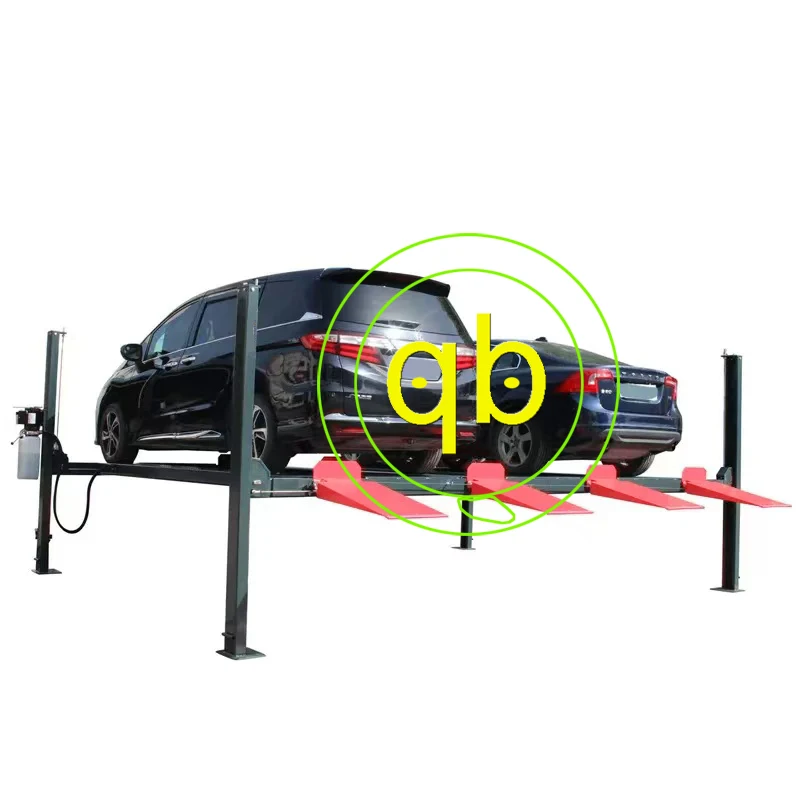 4 Four Post 2 Level Double Cars Wide Hydraulic Car Parking Lift System Vehicle Mechanical Vertical Garage Dual Stacker Equipment