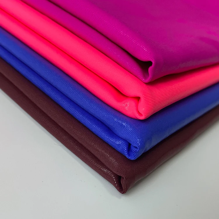 Shiny Pink Polyamide Elastane Spandex Warp Knitted Fabric 4 Way Stretch Fabric For Dancewear And Swimwear